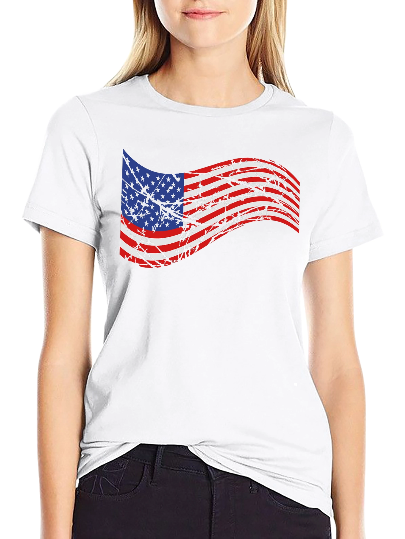 American Flag Barbed Wire Graphic T-Shirt