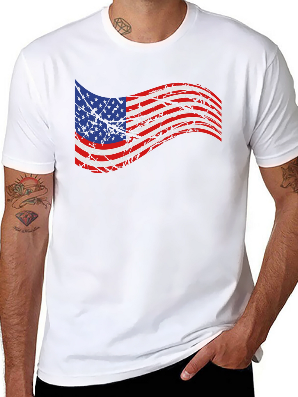 American Flag Barbed Wire Graphic T-Shirt