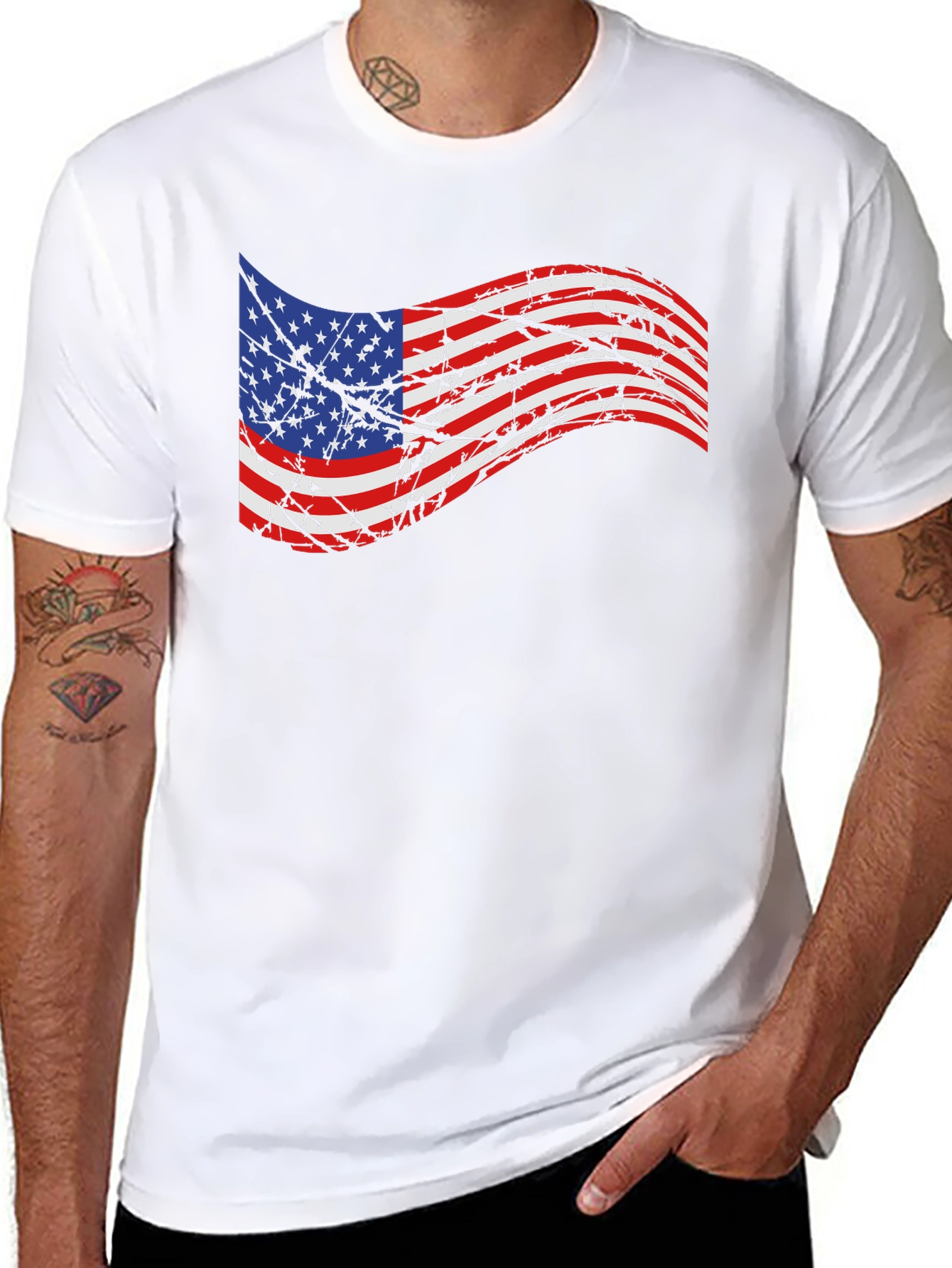 American Flag Barbed Wire Graphic T-Shirt