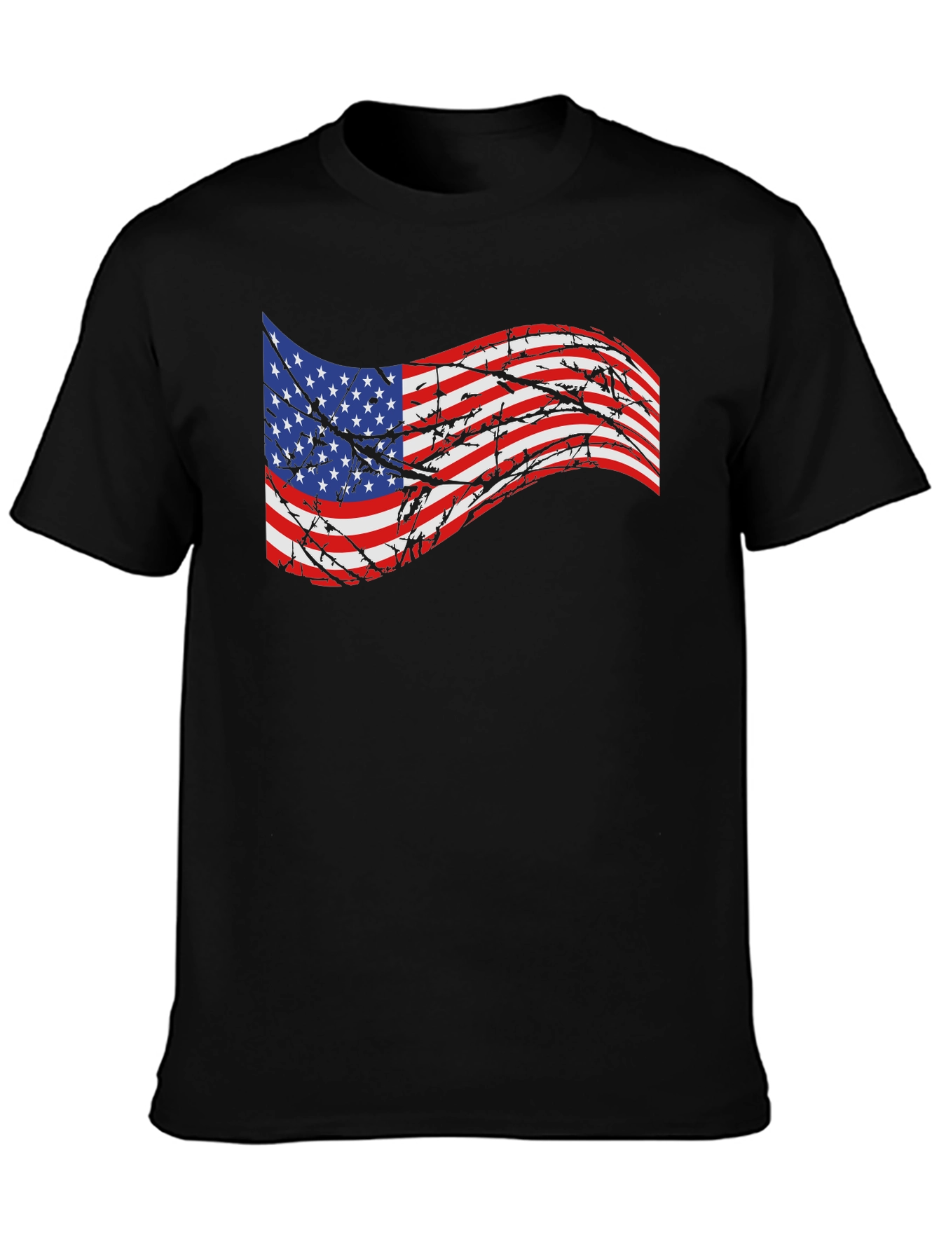 American Flag Barbed Wire Graphic T-Shirt