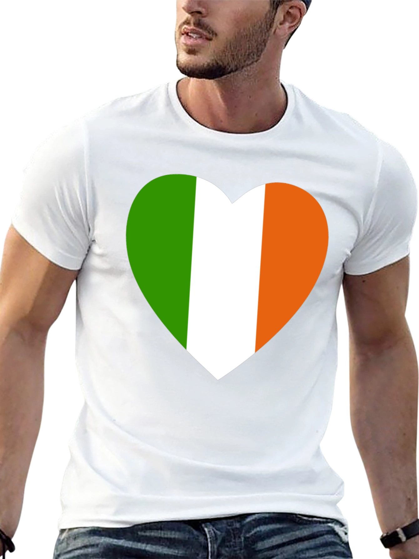 Irish Flag Heart Graphic Black T-Shirt
