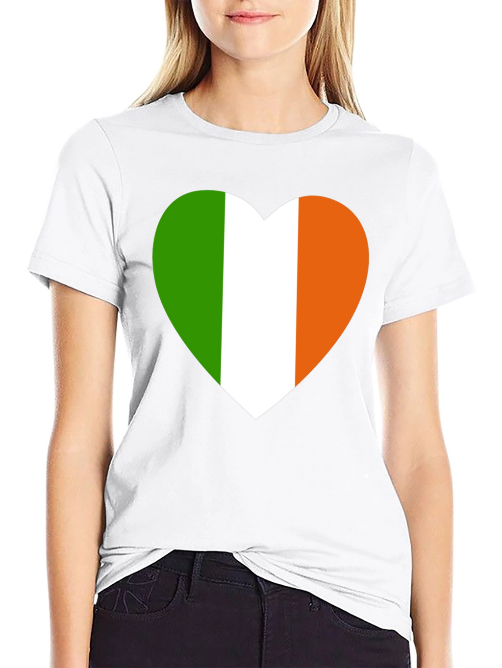Irish Flag Heart Graphic Black T-Shirt