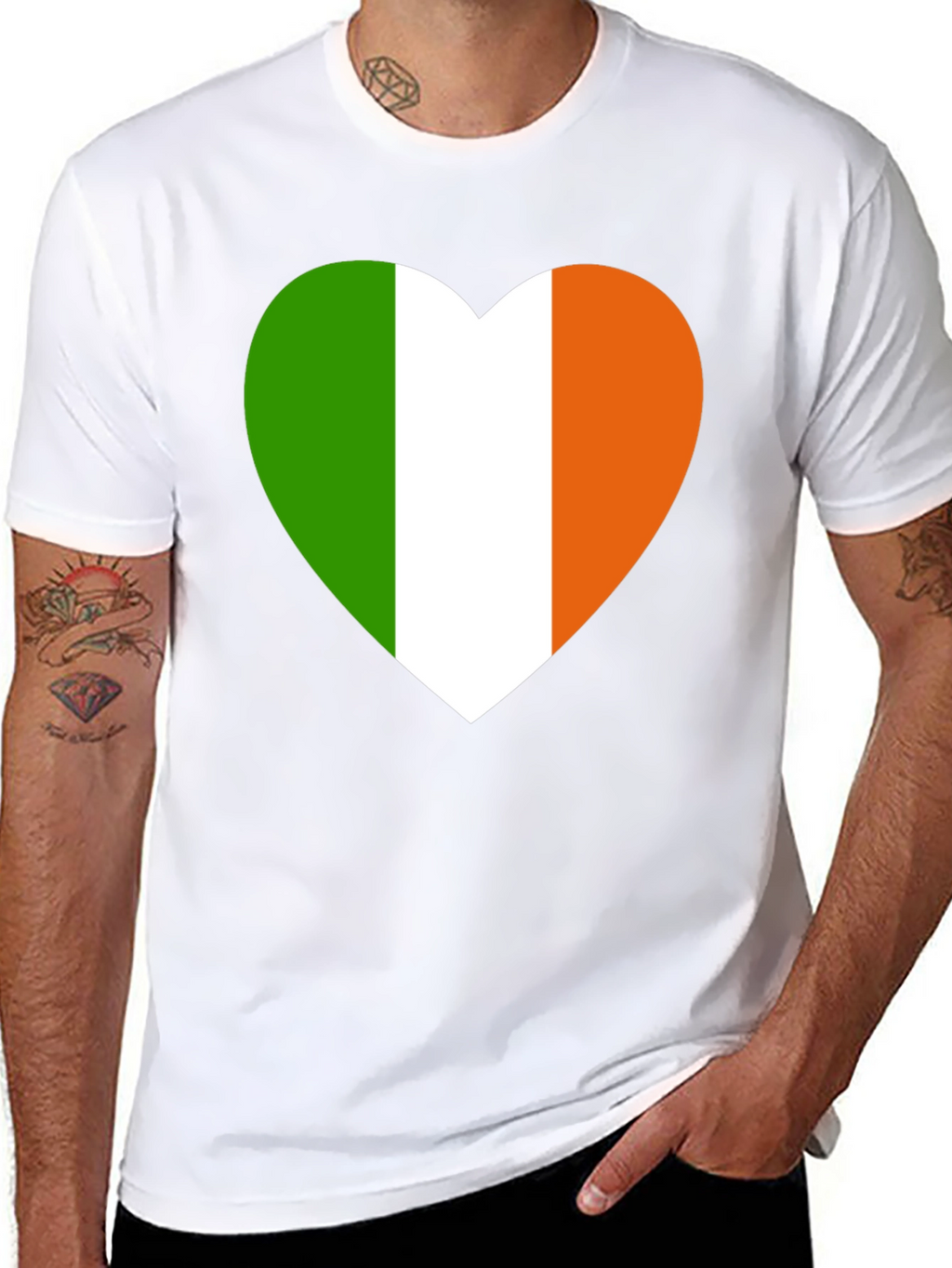 Irish Flag Heart Graphic Black T-Shirt