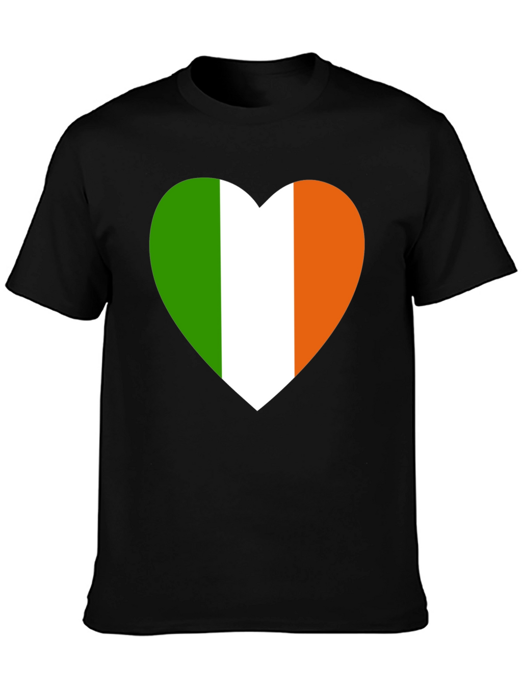 Irish Flag Heart Graphic Black T-Shirt