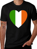 Irish Flag Heart Graphic Black T-Shirt