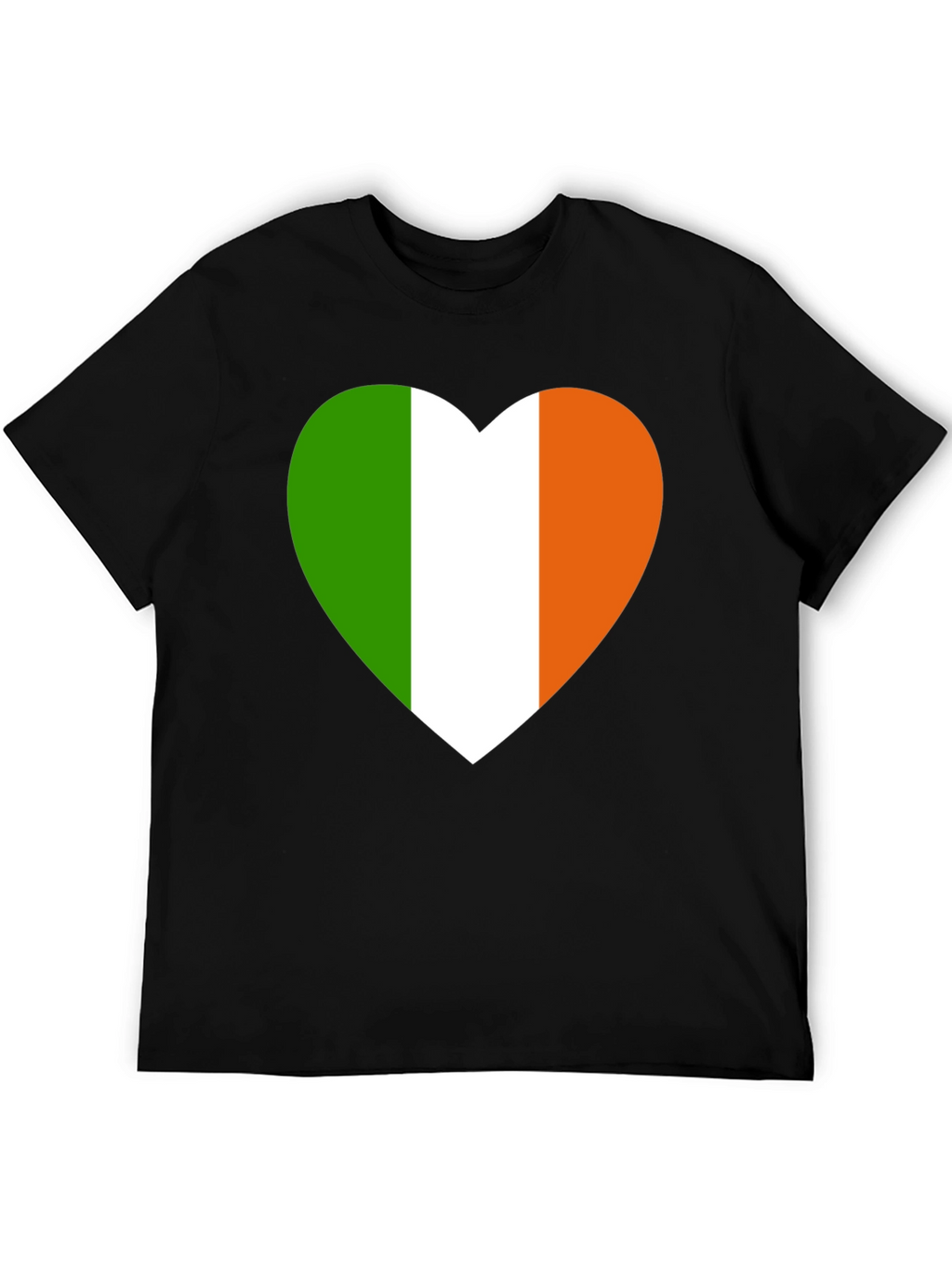 Irish Flag Heart Graphic Black T-Shirt