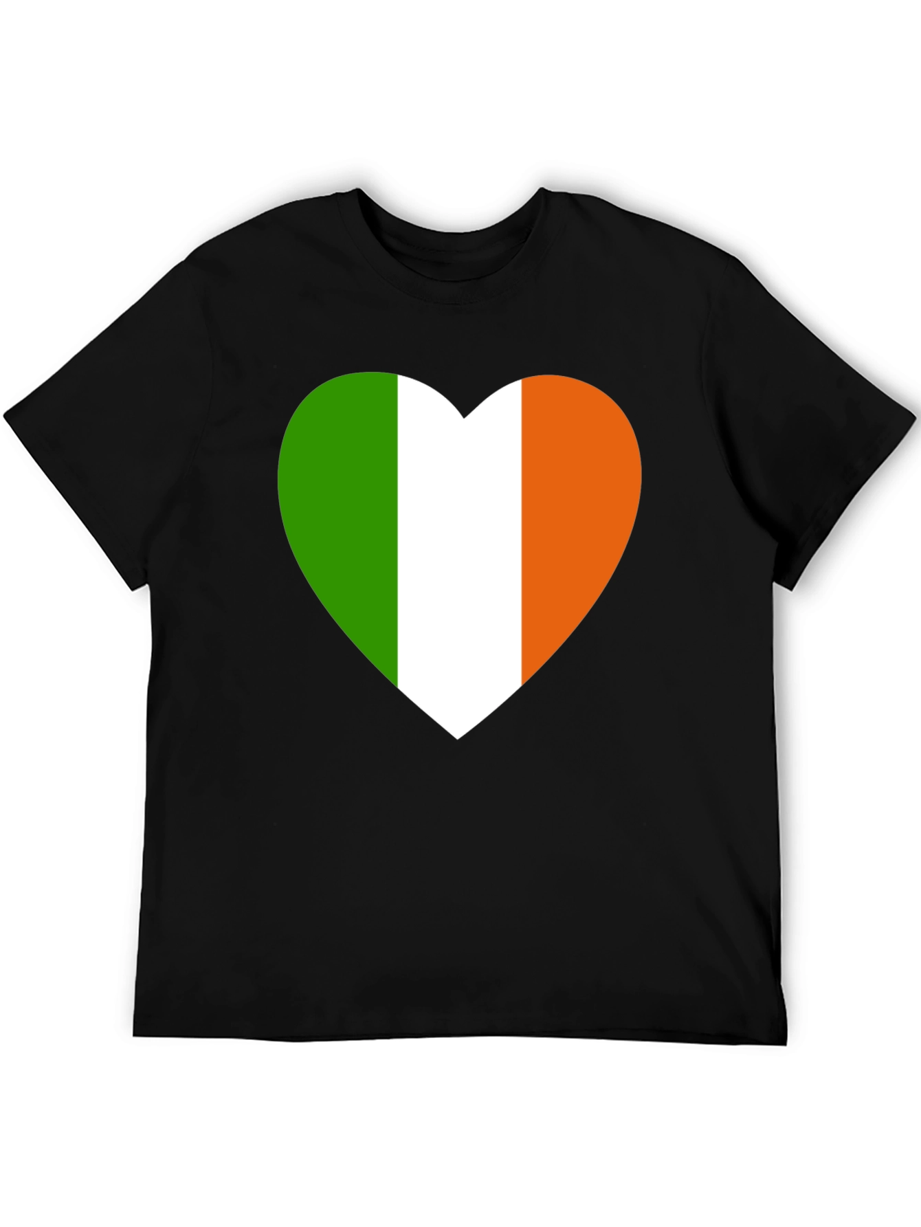 Irish Flag Heart Graphic Black T-Shirt