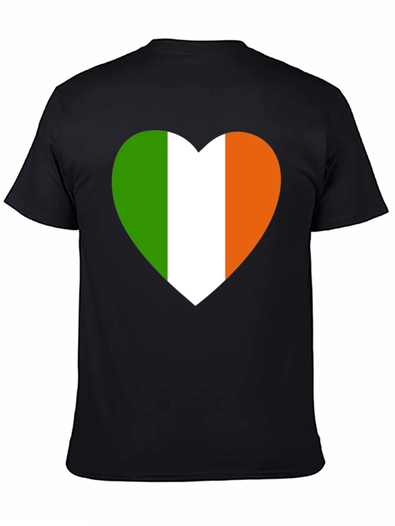 Irish Flag Heart Graphic Black T-Shirt