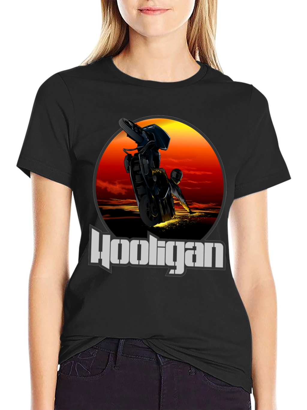 Hooligan Motorcycle T-Shirt - Stunt Rider Design