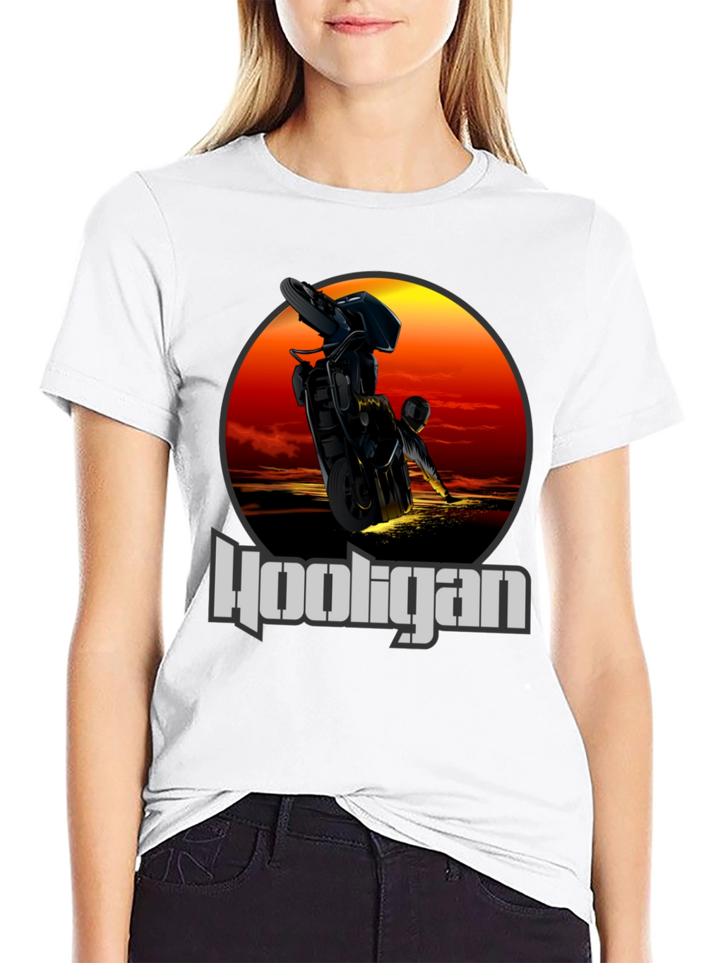 Hooligan Motorcycle T-Shirt - Stunt Rider Design