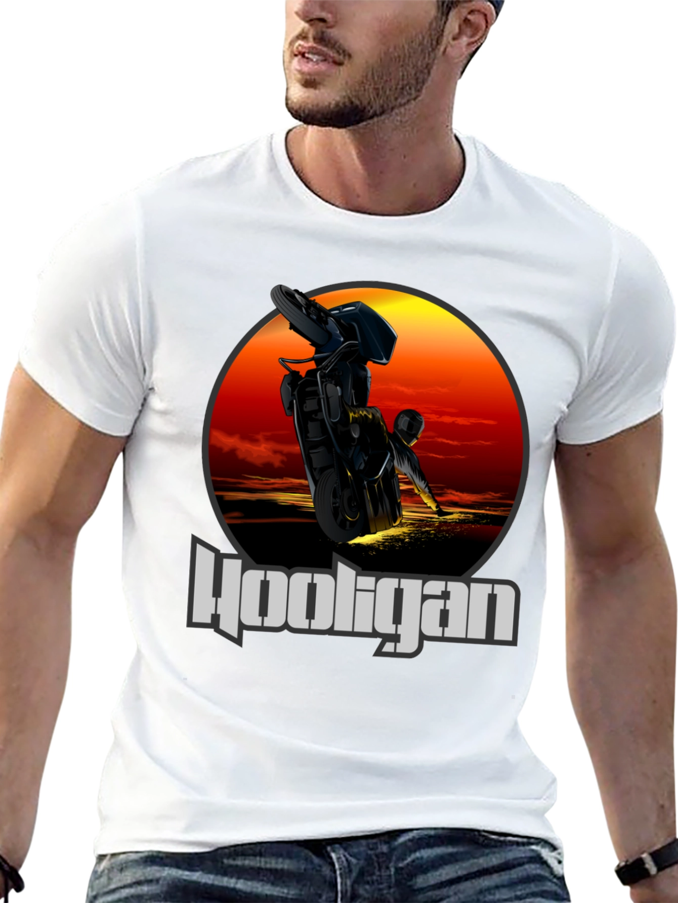Hooligan Motorcycle T-Shirt - Stunt Rider Design