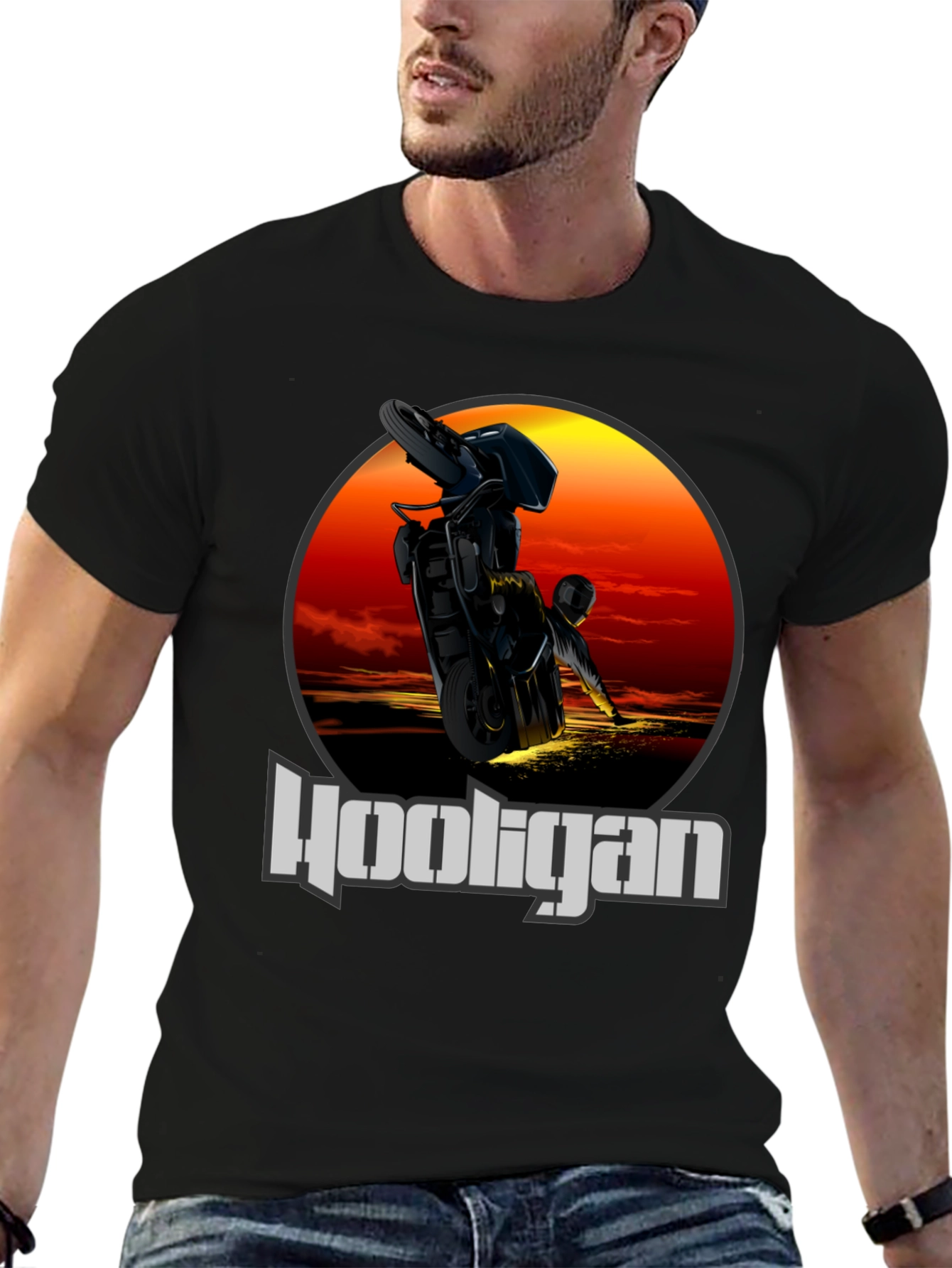 Hooligan Motorcycle T-Shirt - Stunt Rider Design