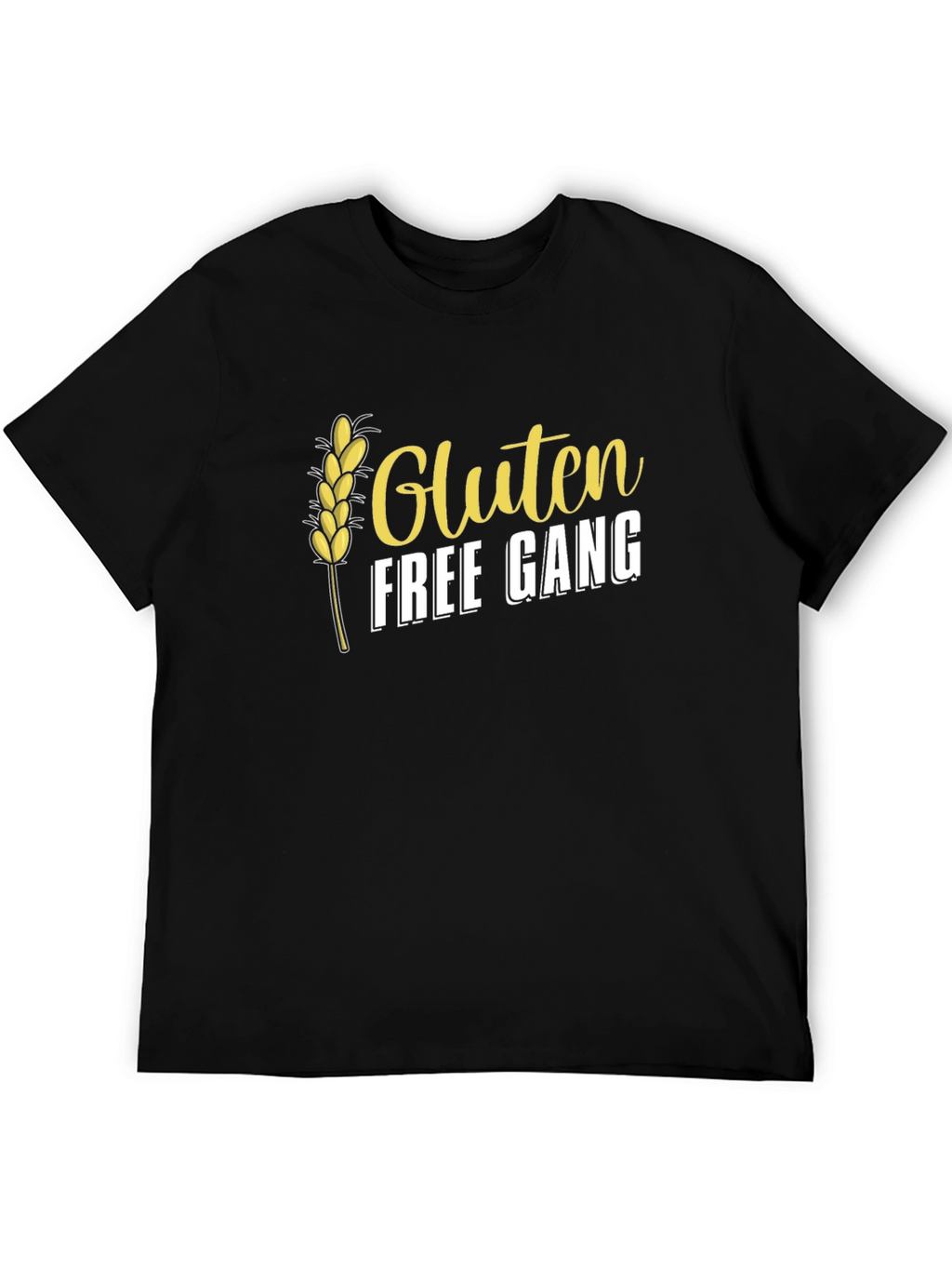Gluten Free Gang T-Shirt - Black Crew Neck Tee