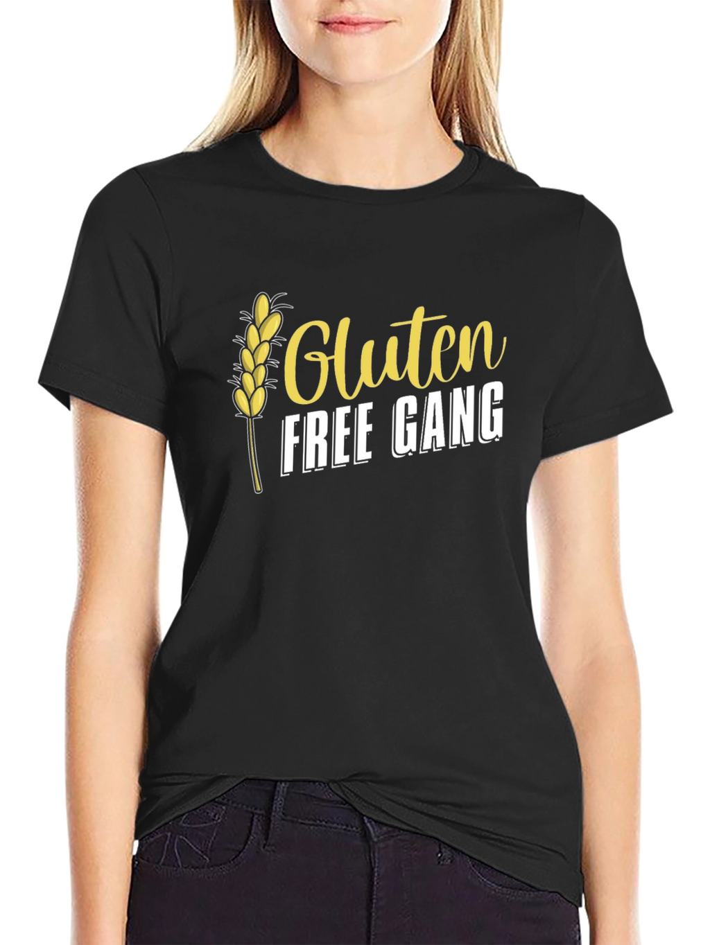 Gluten Free Gang T-Shirt - Black Crew Neck Tee