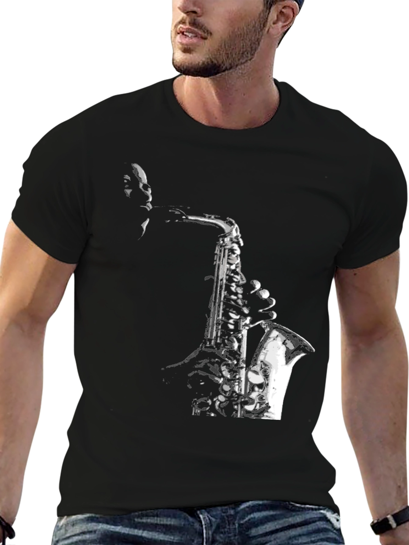 Jazz Saxophone Graphic T-Shirt - Cool Musician Tee