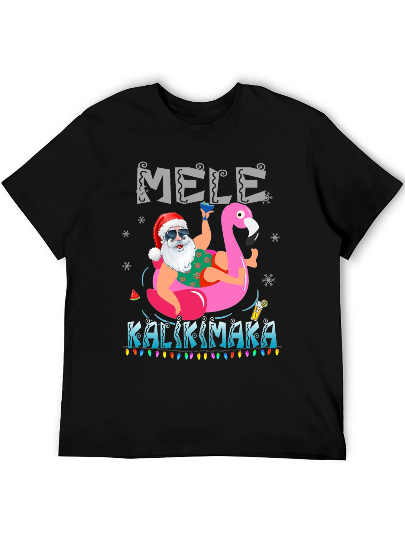 Mele Kalikimaka Santa Flamingo T-Shirt