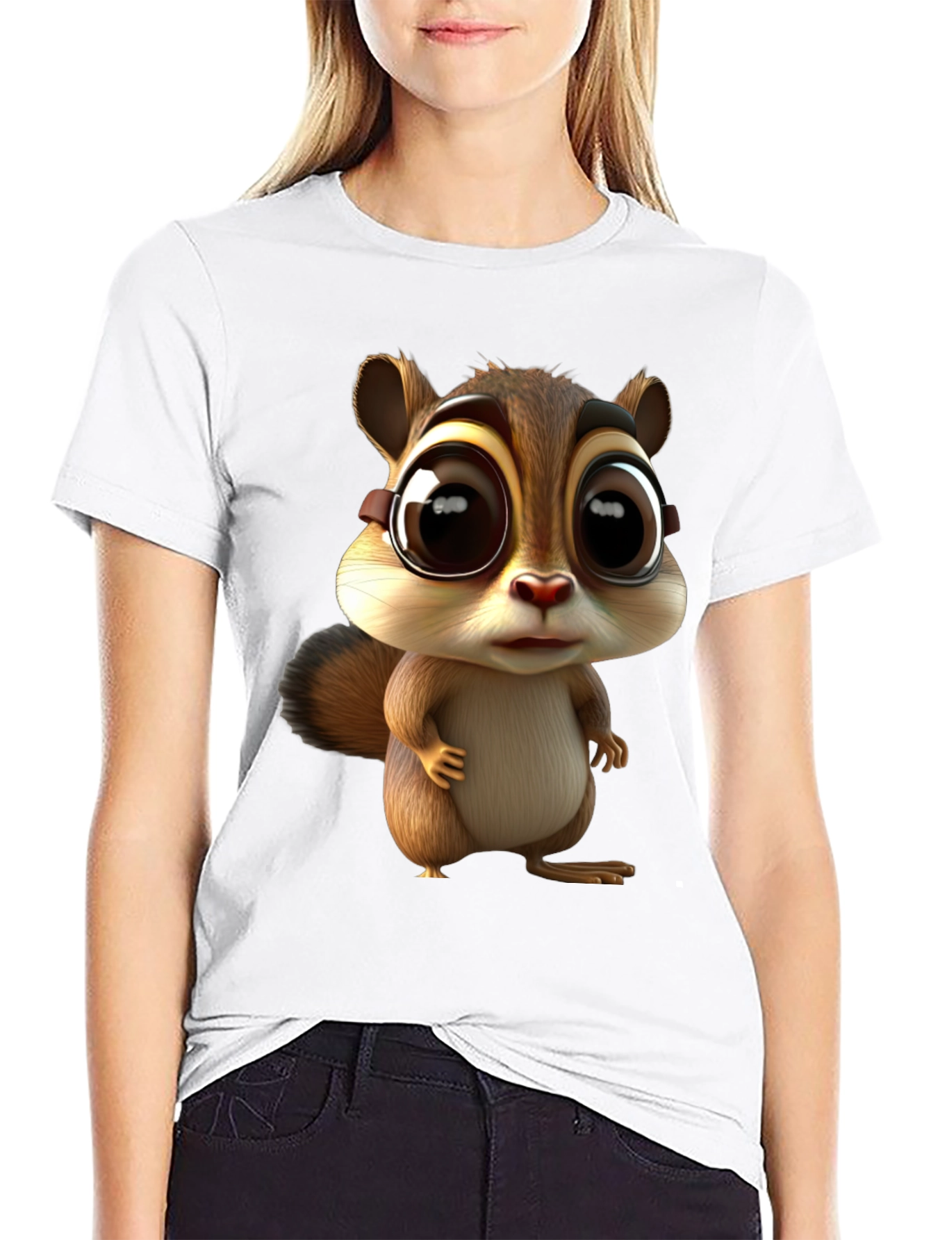 Cute Chipmunk Graphic Tee - Unisex Black T-Shirt
