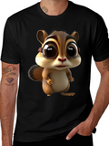 Cute Chipmunk Graphic Tee - Unisex Black T-Shirt