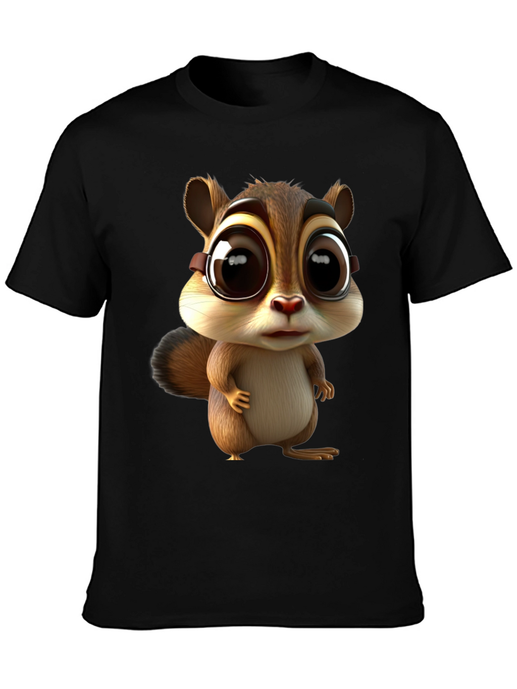Cute Chipmunk Graphic Tee - Unisex Black T-Shirt