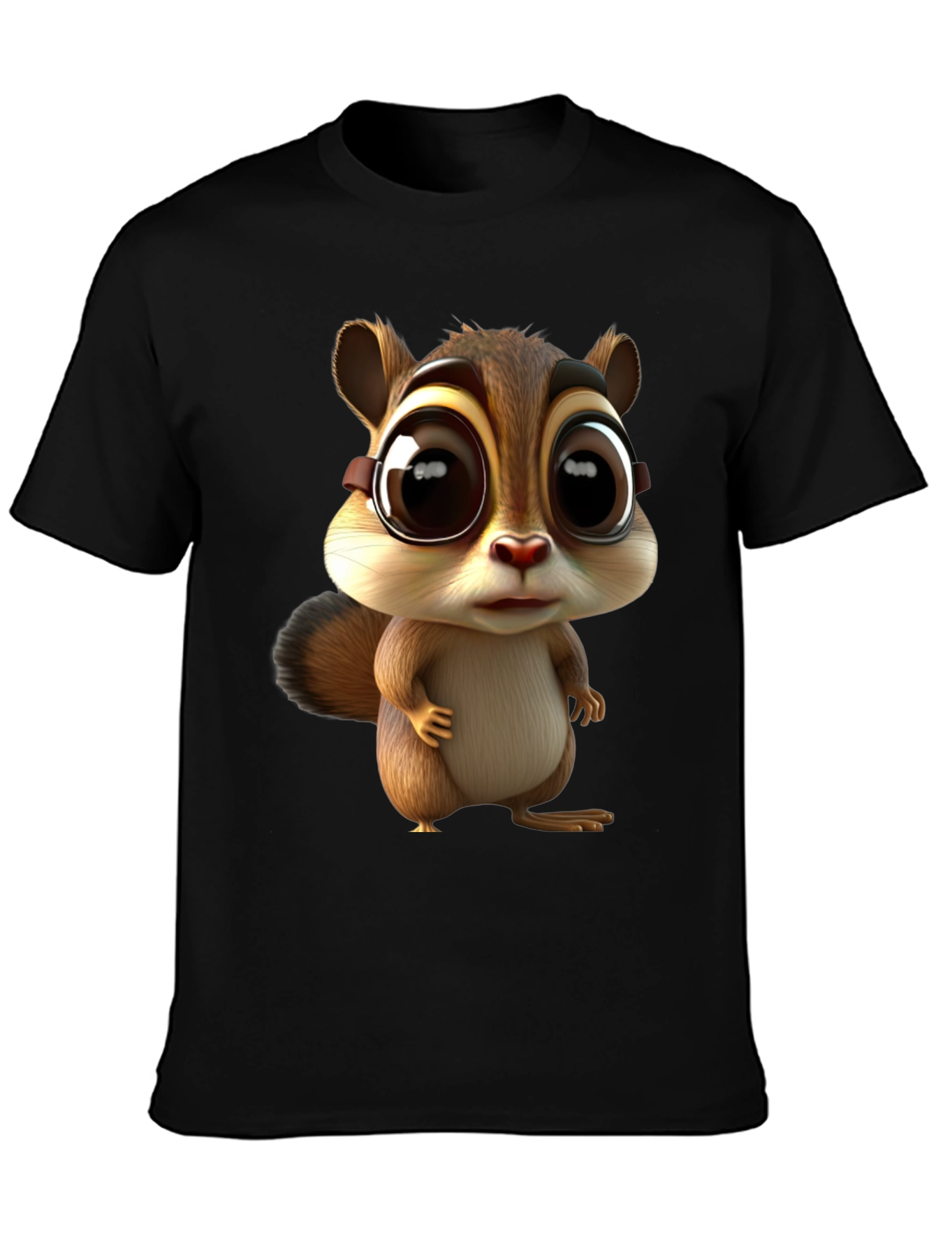 Cute Chipmunk Graphic Tee - Unisex Black T-Shirt