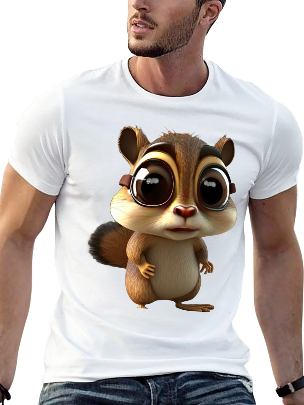 Cute Chipmunk Graphic Tee - Unisex Black T-Shirt