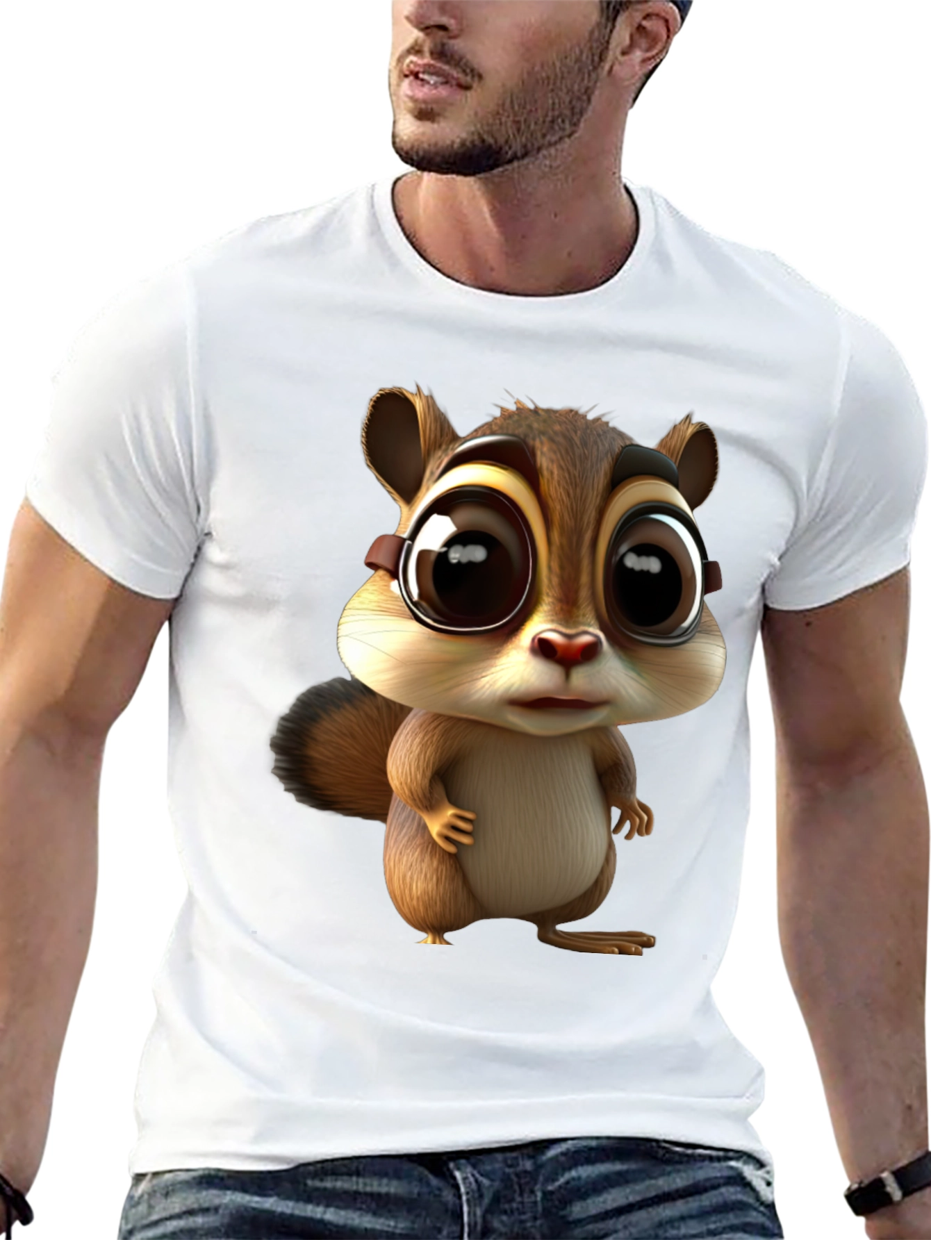 Cute Chipmunk Graphic Tee - Unisex Black T-Shirt