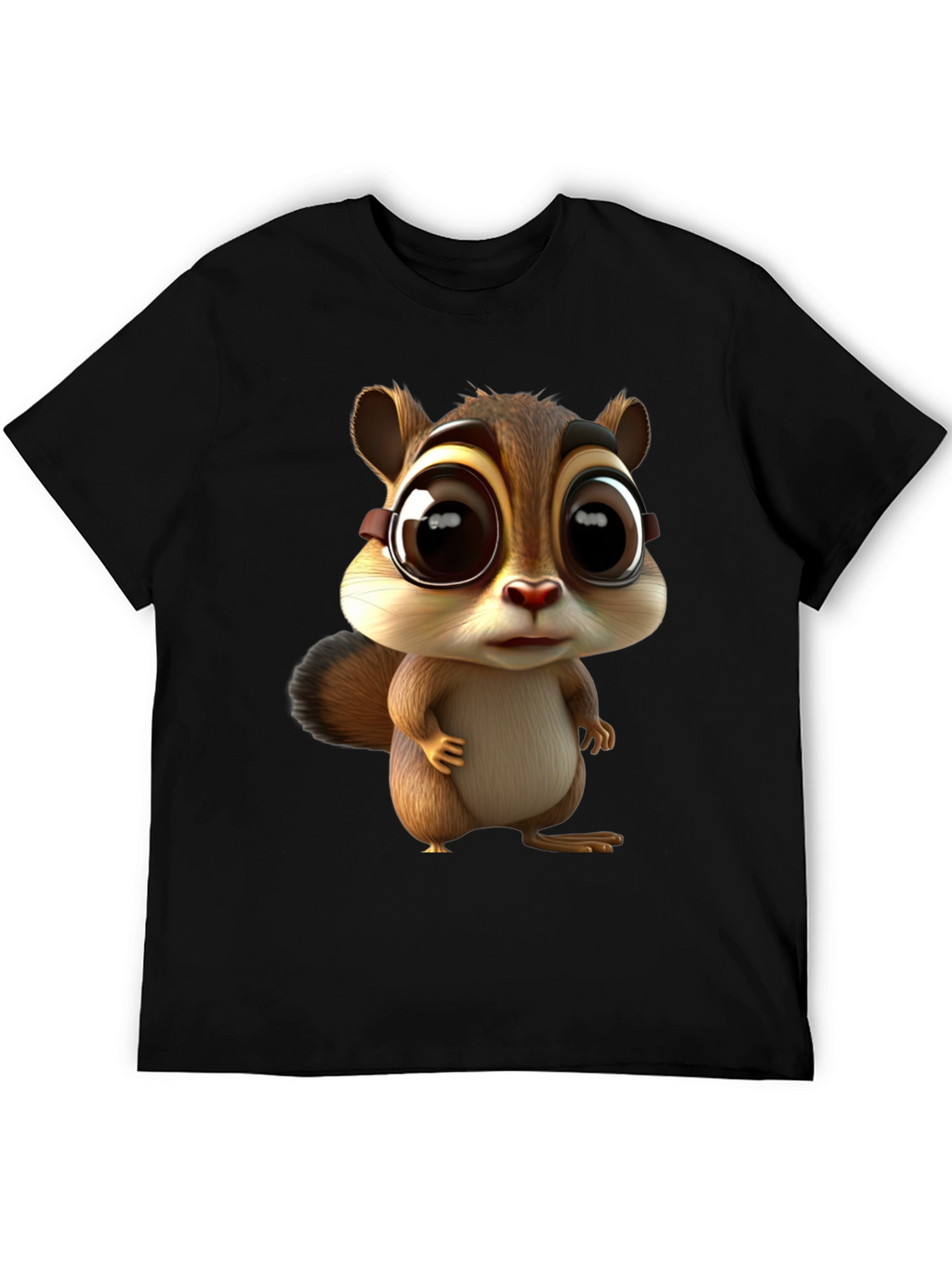 Cute Chipmunk Graphic Tee - Unisex Black T-Shirt