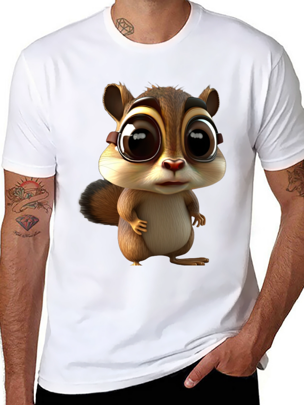 Cute Chipmunk Graphic Tee - Unisex Black T-Shirt