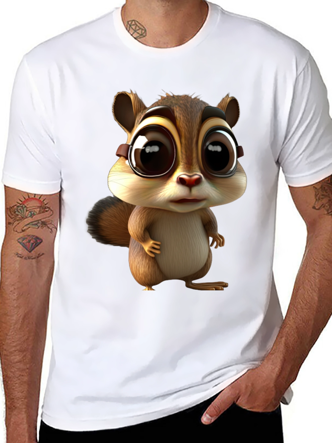 Cute Chipmunk Graphic Tee - Unisex Black T-Shirt