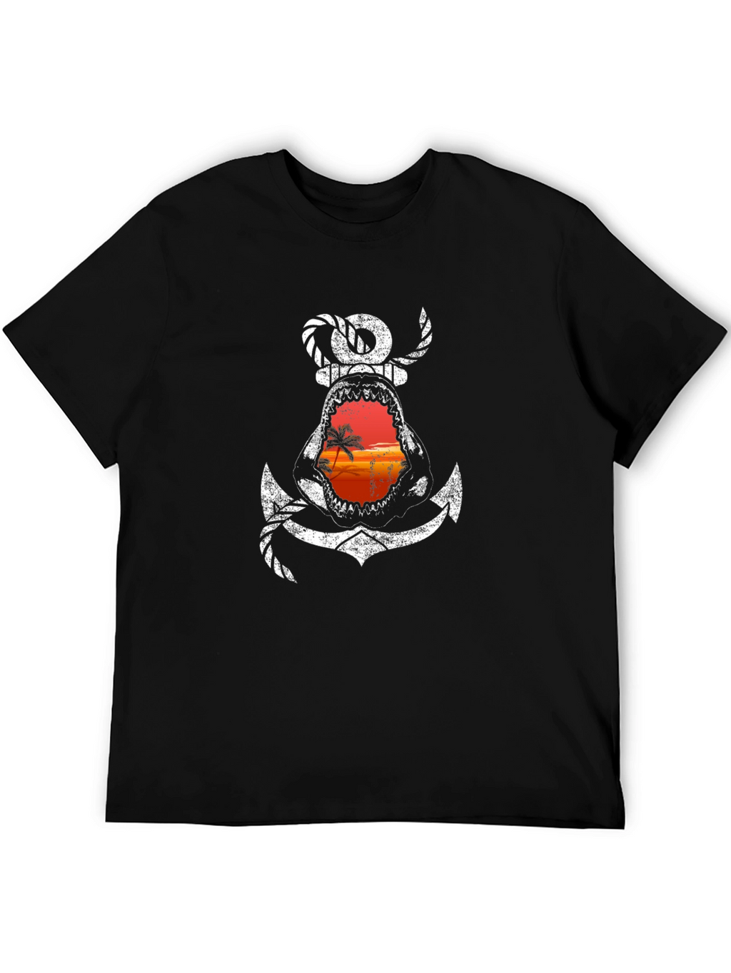 Shark Anchor Graphic Tee - Beach Sunset T-Shirt