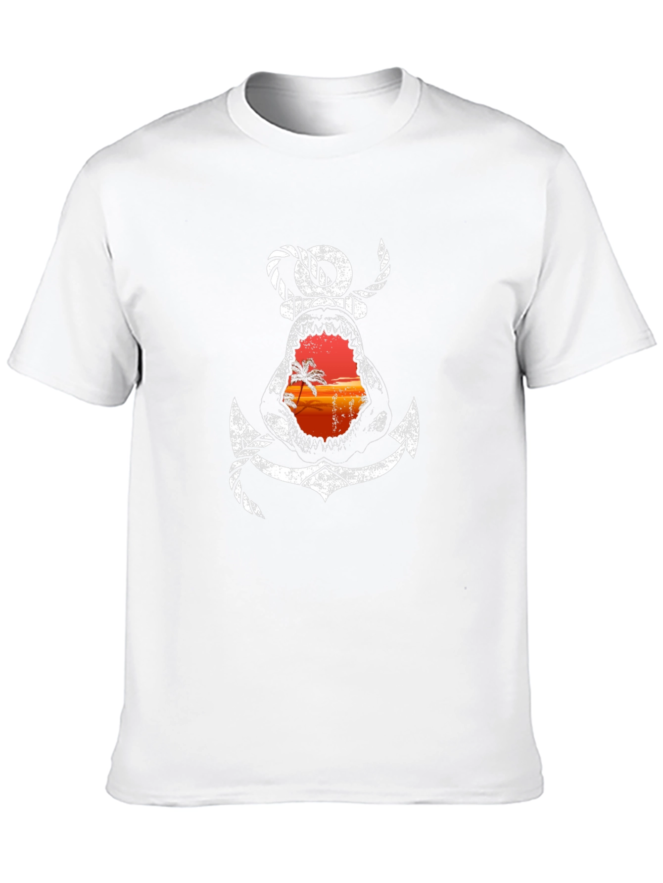 Shark Anchor Graphic Tee - Beach Sunset T-Shirt