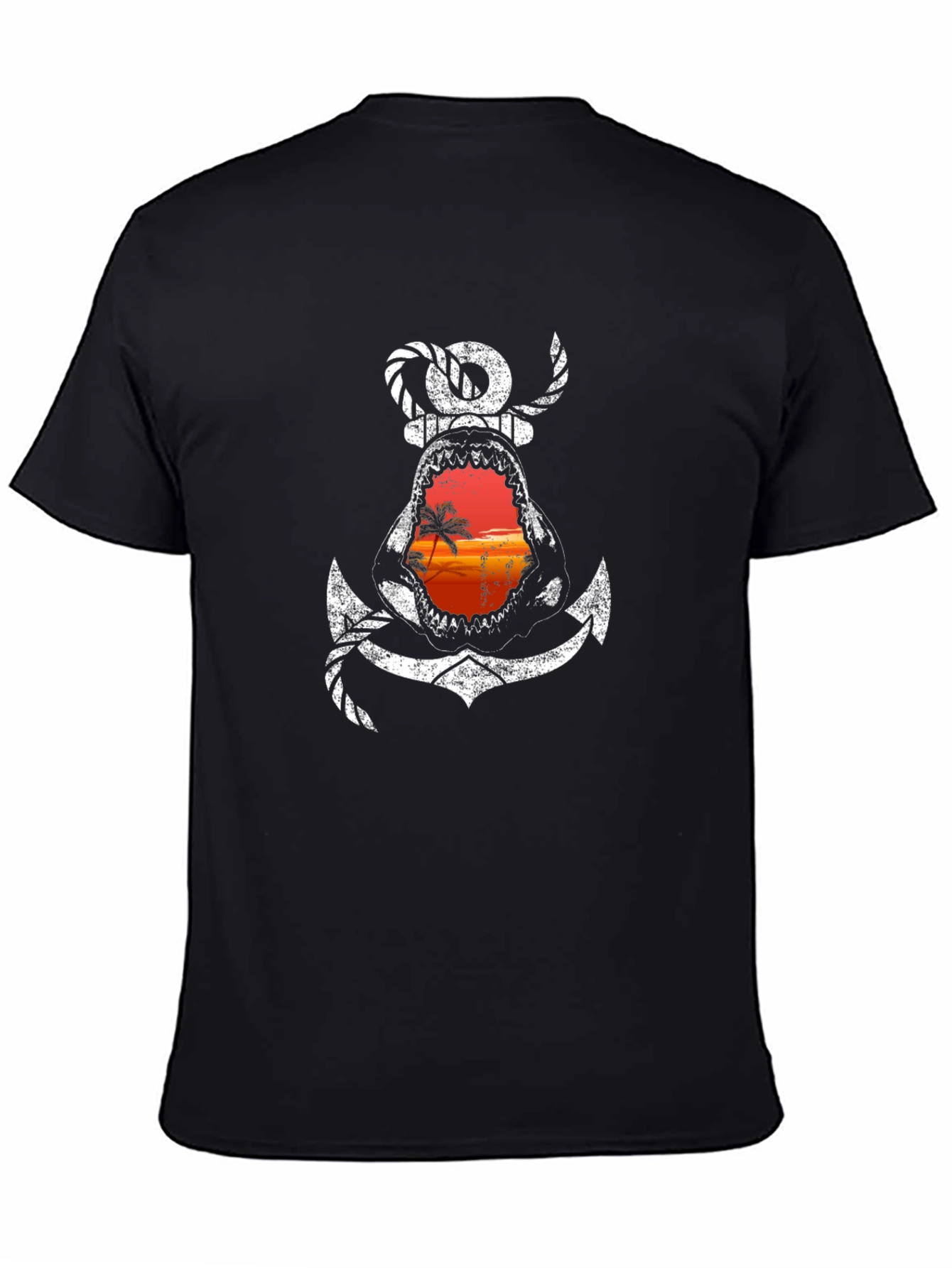 Shark Anchor Graphic Tee - Beach Sunset T-Shirt