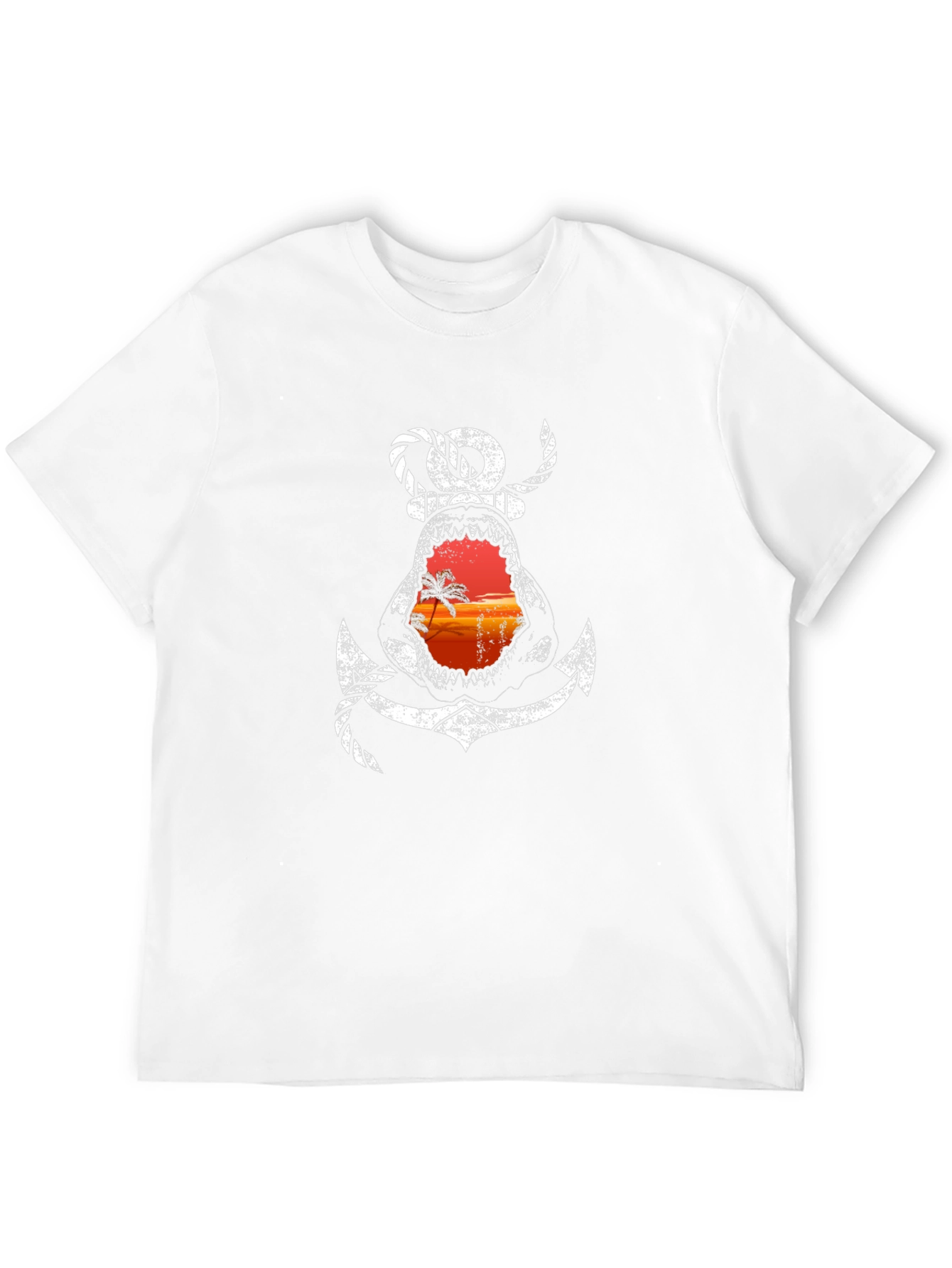 Shark Anchor Graphic Tee - Beach Sunset T-Shirt