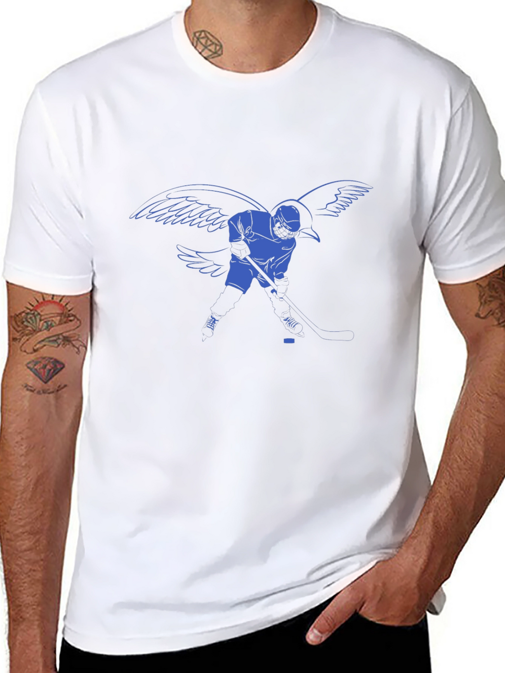 Hockey Player with Wings Graphic T-Shirt