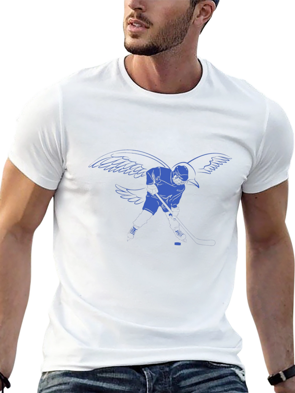 Hockey Player with Wings Graphic T-Shirt
