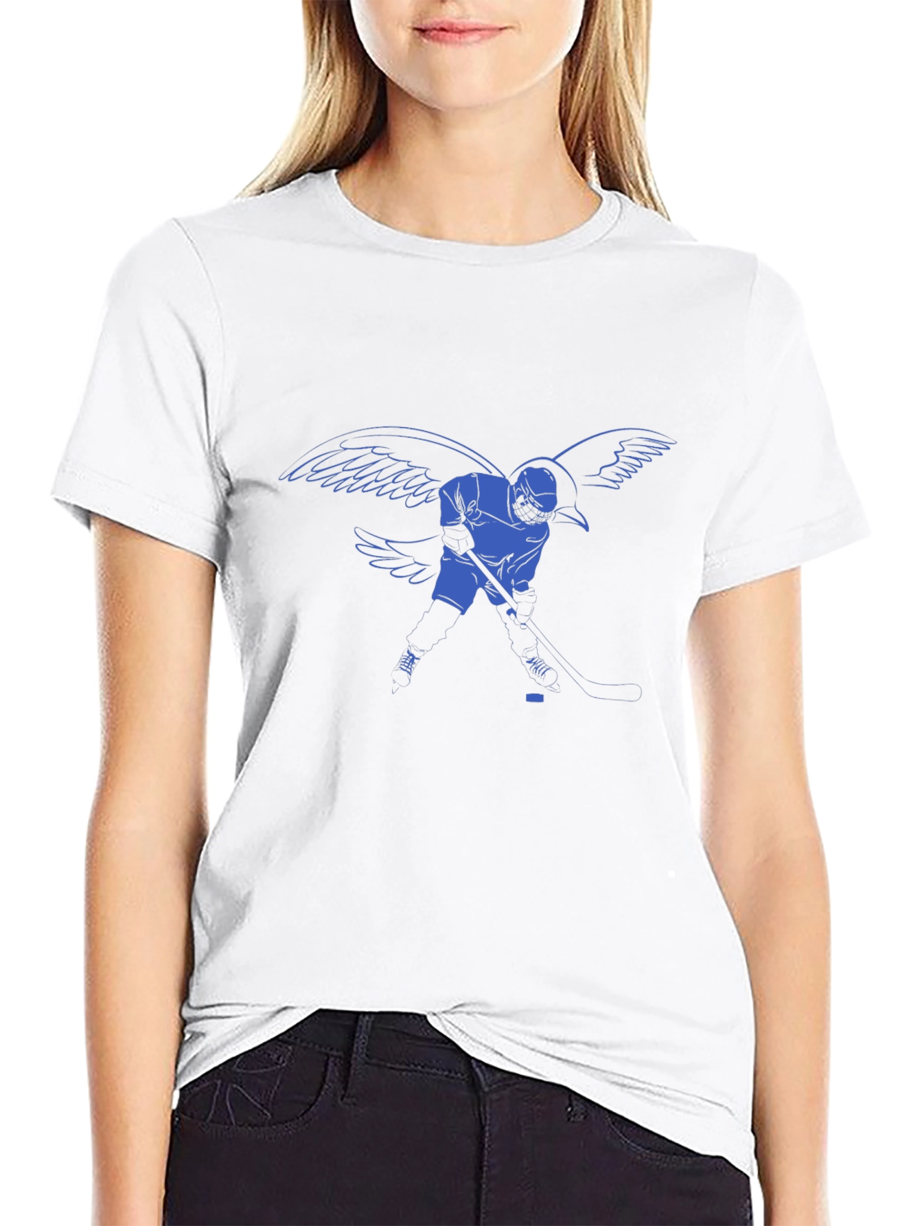 Hockey Player with Wings Graphic T-Shirt