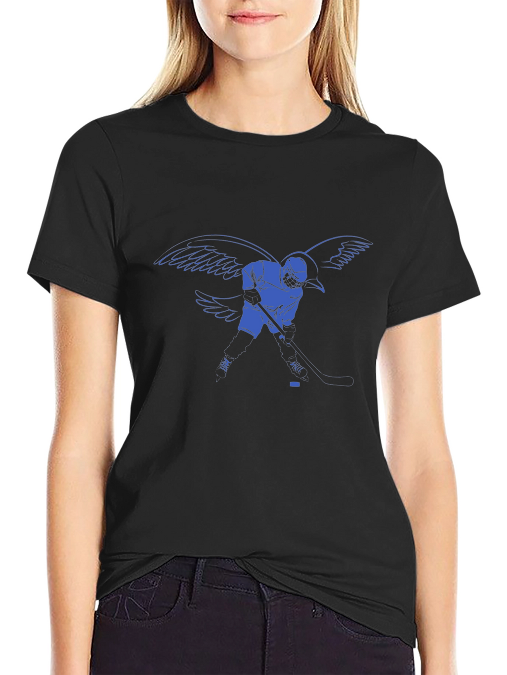 Hockey Player with Wings Graphic T-Shirt