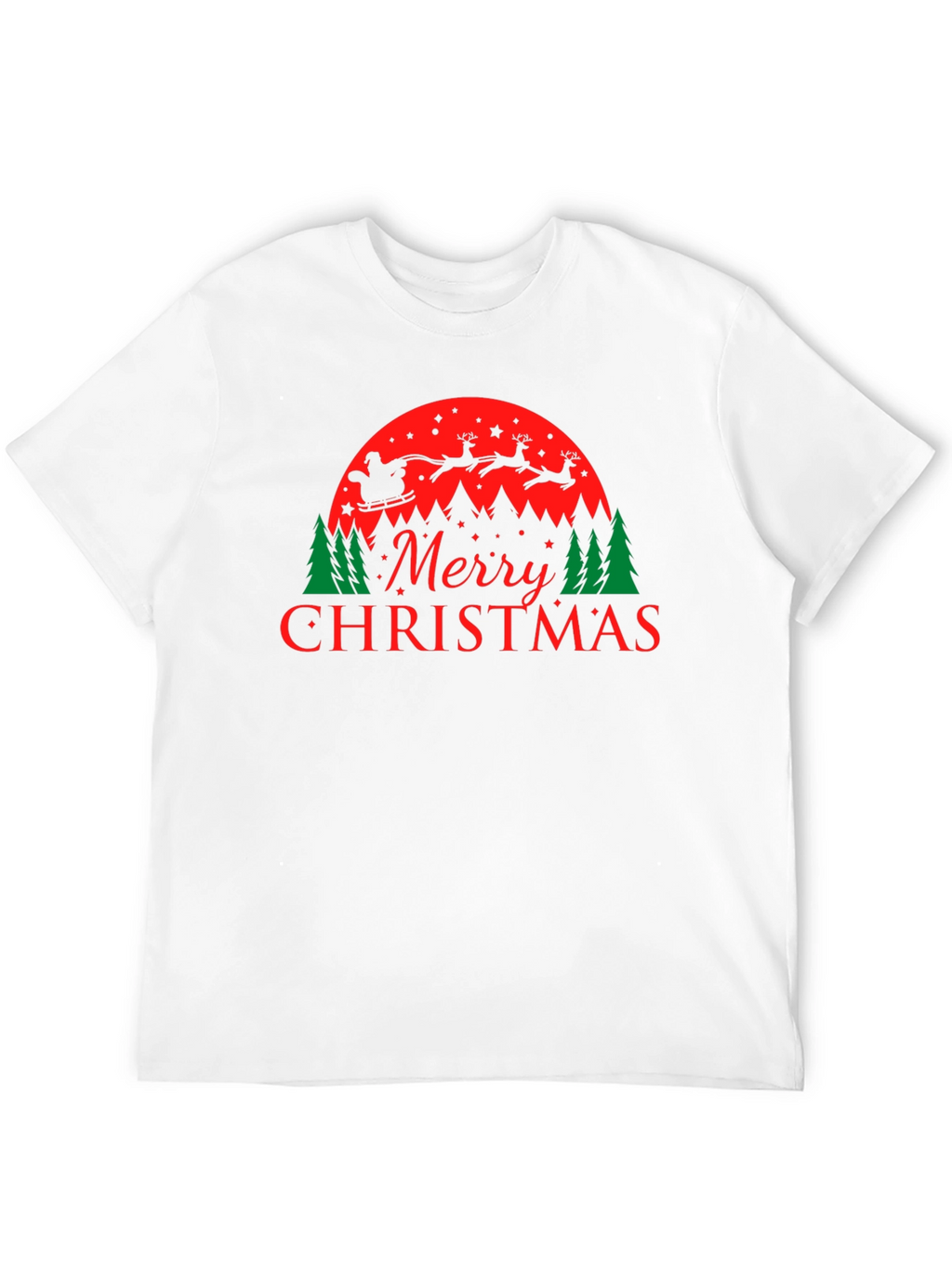 Merry Christmas Santa and Reindeer Graphic Tee