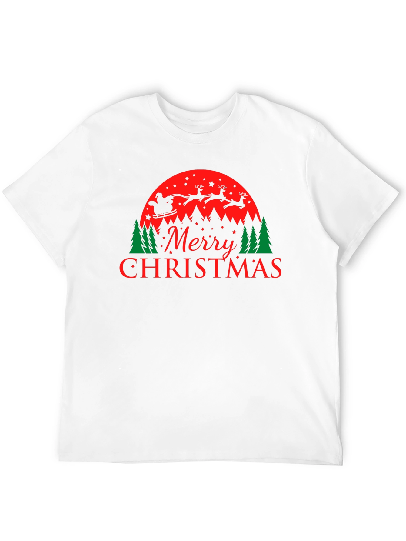 Merry Christmas Santa and Reindeer Graphic Tee