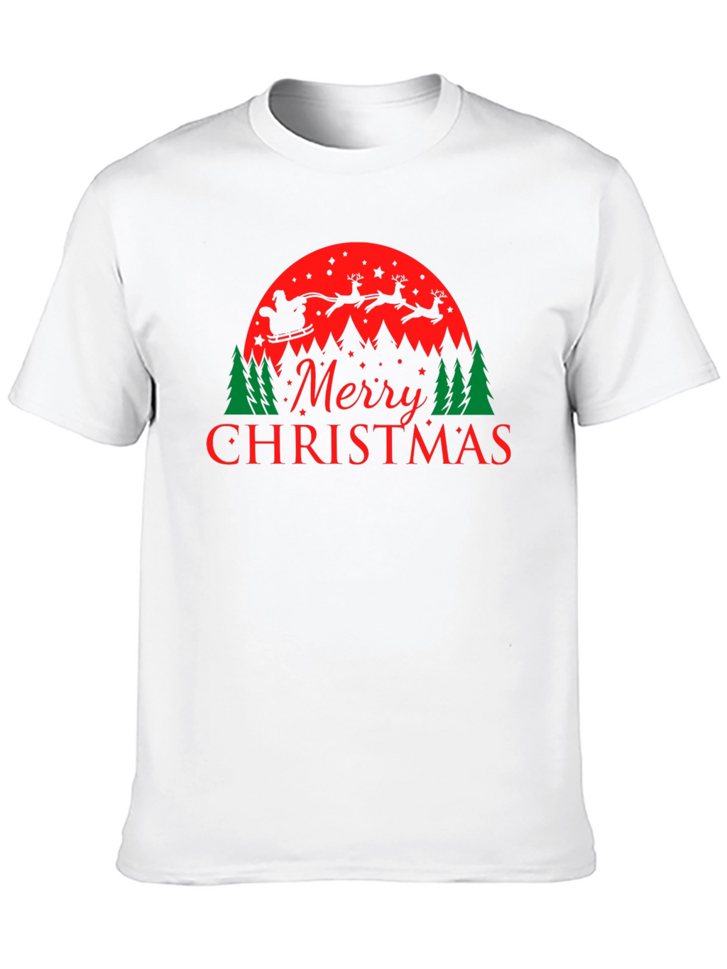 Merry Christmas Santa and Reindeer Graphic Tee