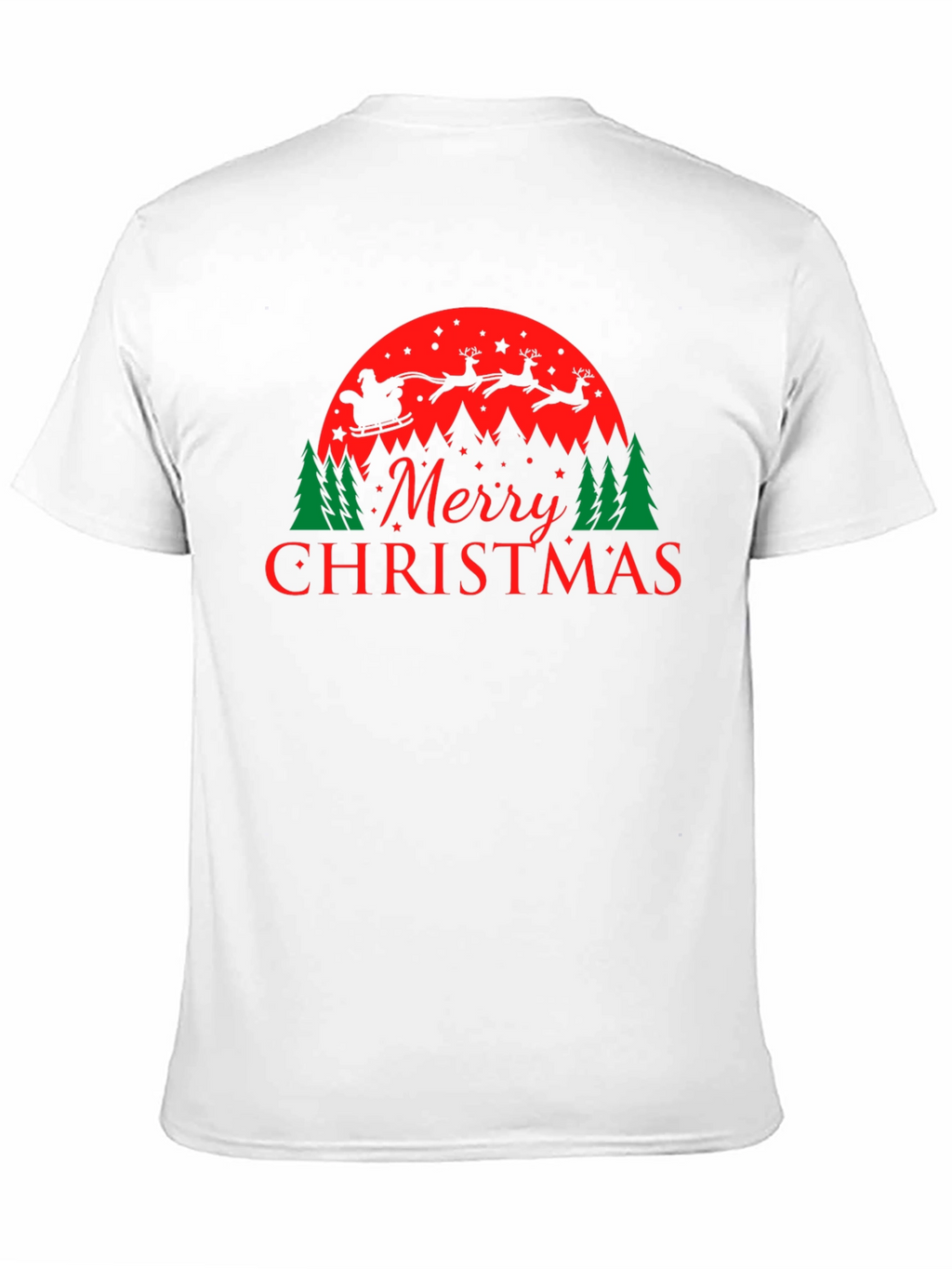 Merry Christmas Santa and Reindeer Graphic Tee