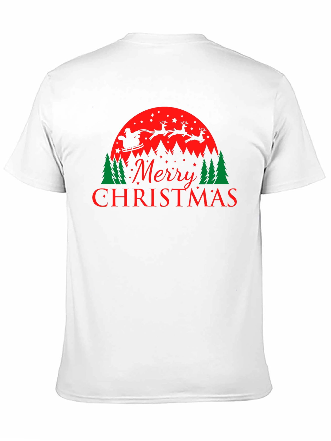 Merry Christmas Santa and Reindeer Graphic Tee