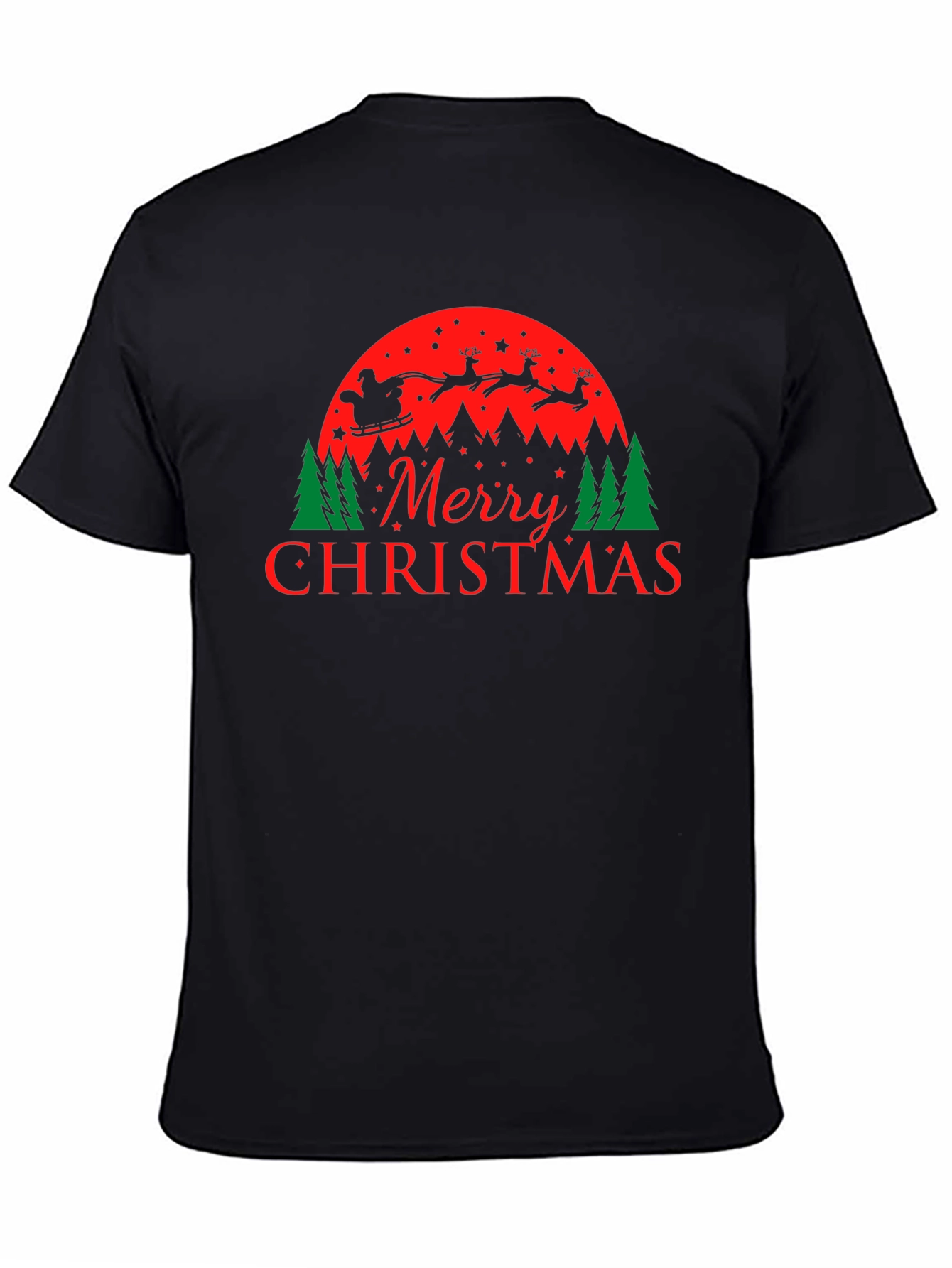 Merry Christmas Santa and Reindeer Graphic Tee