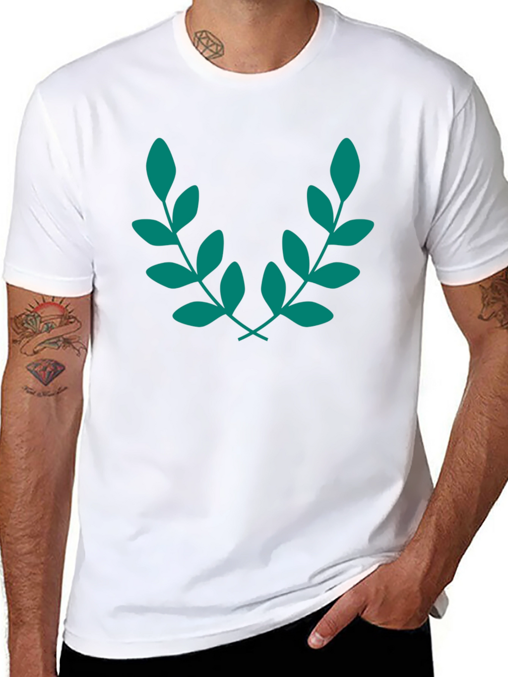 Elegant Leaf Branch Black T-Shirt