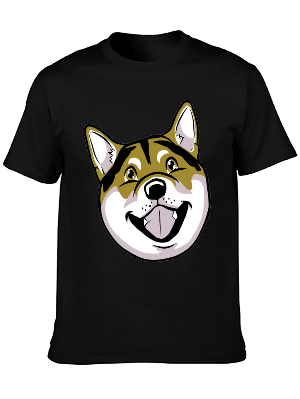 Shiba Inu Dog Graphic Print Black T-Shirt