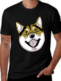 Shiba Inu Dog Graphic Print Black T-Shirt