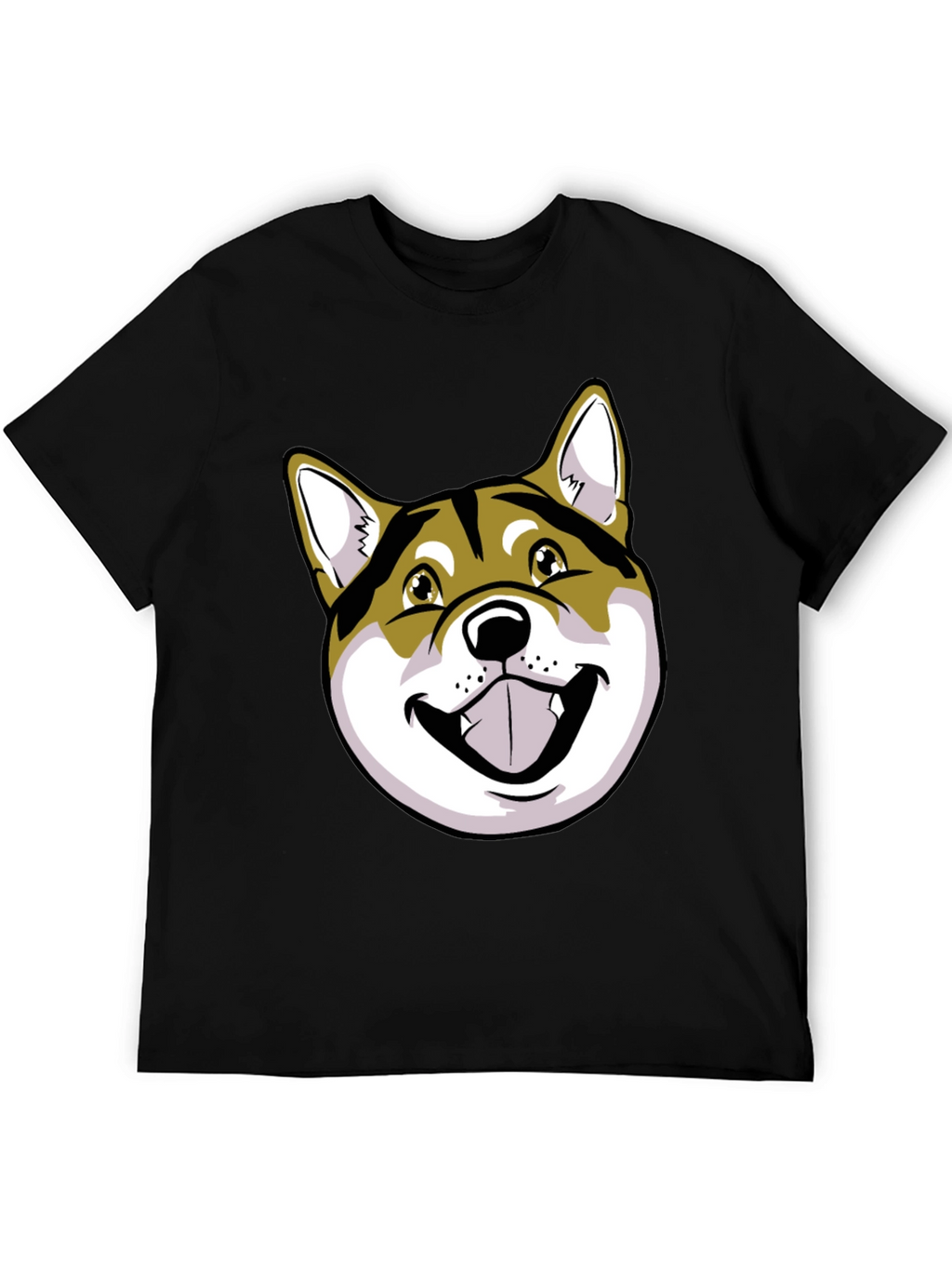 Shiba Inu Dog Graphic Print Black T-Shirt