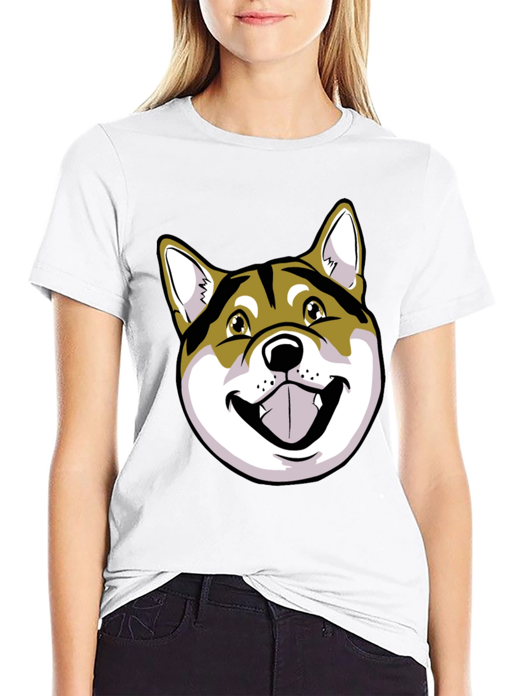 Shiba Inu Dog Graphic Print Black T-Shirt
