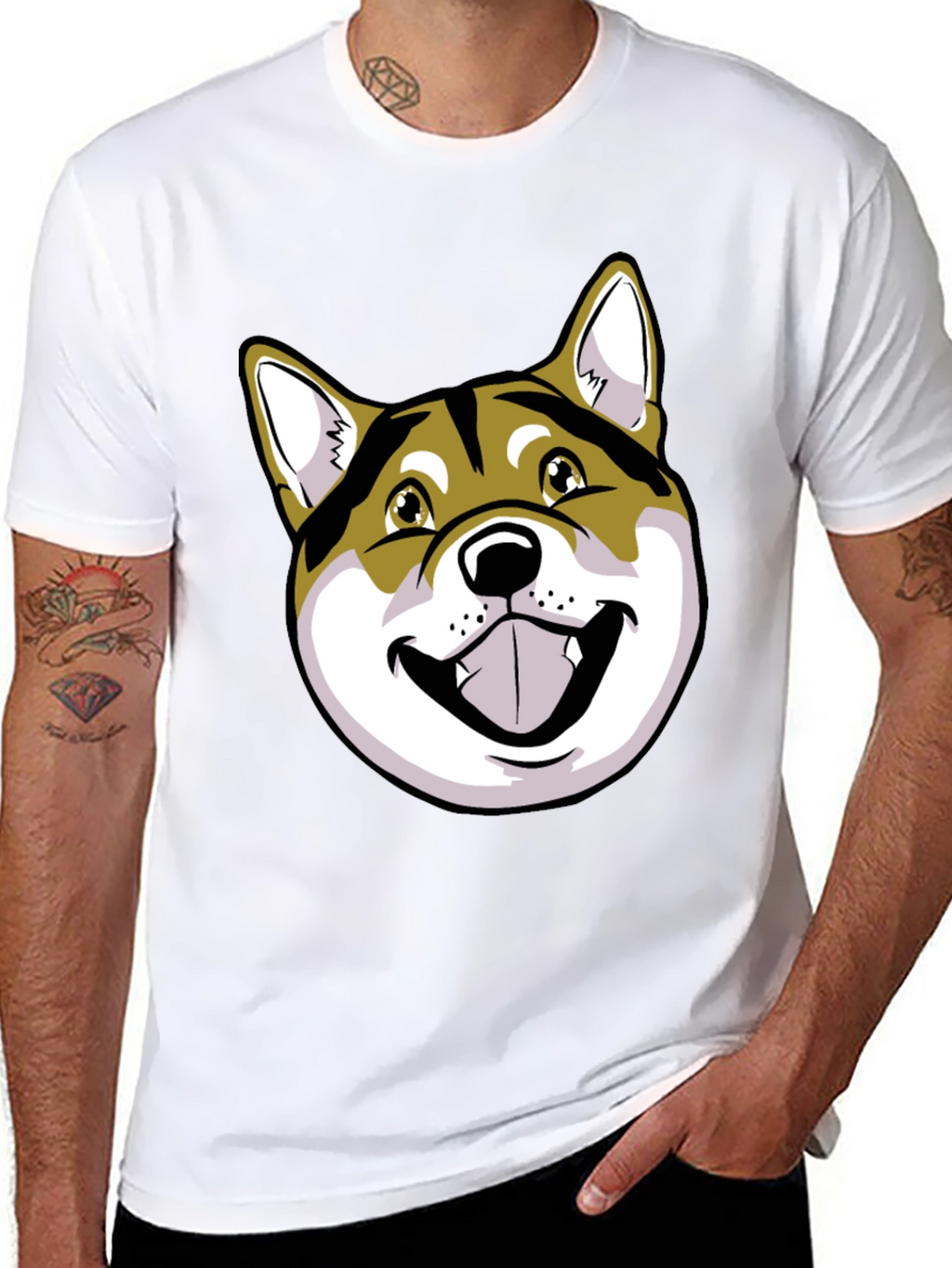 Shiba Inu Dog Graphic Print Black T-Shirt