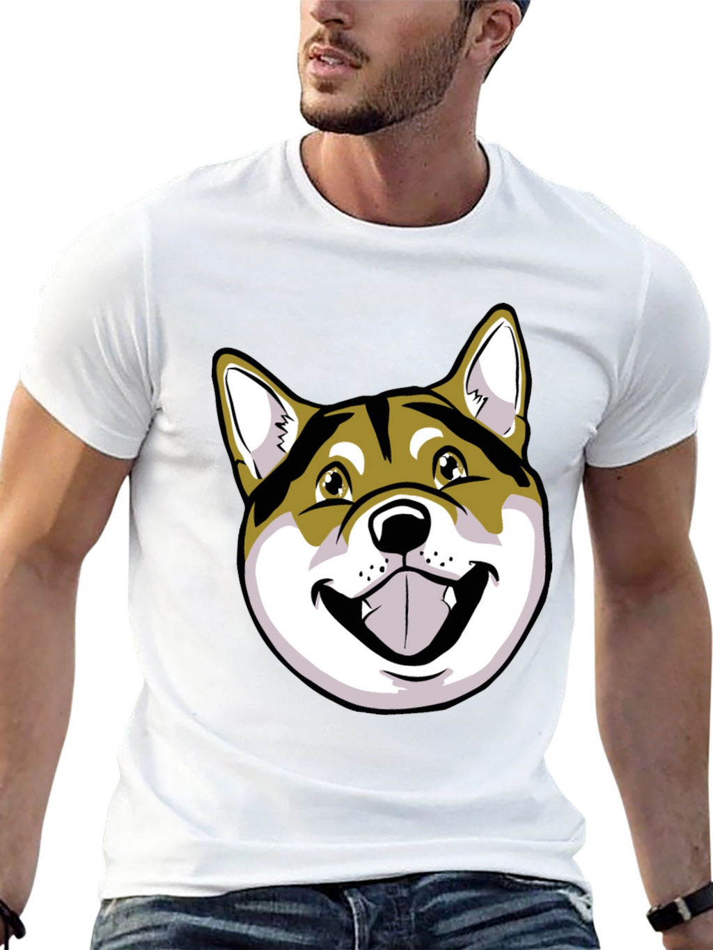 Shiba Inu Dog Graphic Print Black T-Shirt
